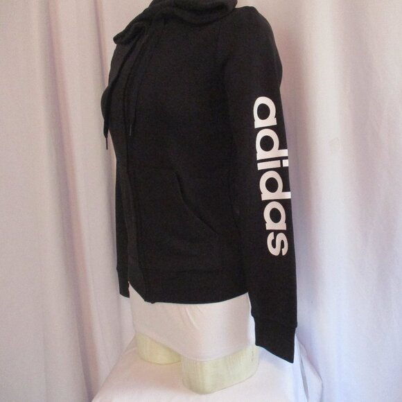 Adidas Hoodie Small W E LIN FZ HD Full Zip Spell Out - Picture 2 of 6